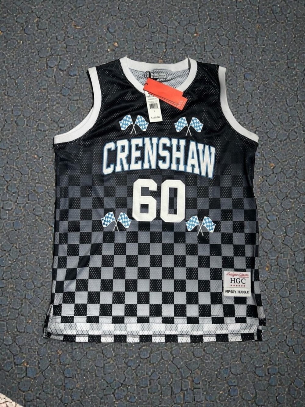 Headgear Classic Nipsey Hussle #60 Crenshaw Checkered Jersey NWT 🏀 🎤